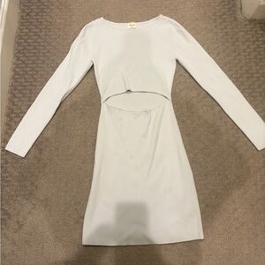 Wilfred Free Aritzia Long-Sleeve Cutout Dress in Light Blue